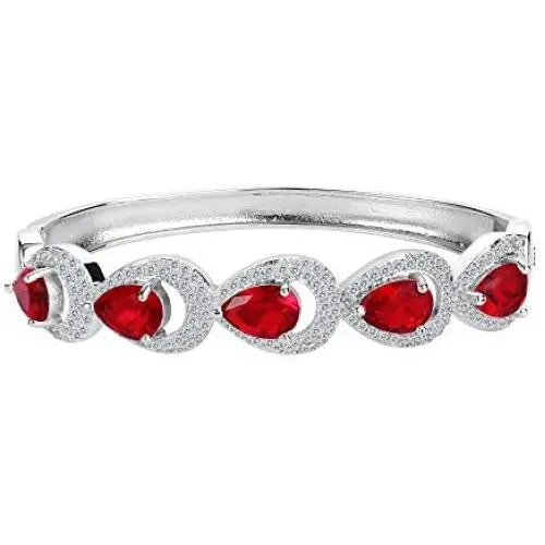 EVER FAITH Cubic Zirconia Wedding Hollow-Out 5 Teardrop Bangle Bracelet EVER FAITH Cubic Zirconia Wedding Hollow-Out 5 Teardrop Bangle Bracelet