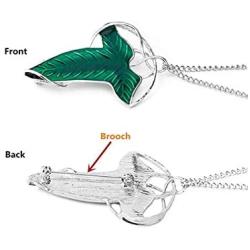 2 Pieces Lord of The Rings Elven Green Leaf Earrings and Necklace for Woman Girls