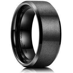 King Will Basic 6mm 7mm 8mm 9mm 10mm Men Wedding Black Tungsten Ring Matte Finish Beveled Polished Edge Comfort Fit