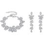 BriLove Womens Wedding Bridal Crystal Multi Marquise-Shape Leaf Tennis Bracelet Dangle Earrings Set