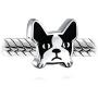 Pet Frenchie French Bulldog Dog Charm Bead For Women Teen Black White Enamel .925 Sterling Silver Fits European Charm Bracelet