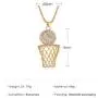 Cubic Zirconia Basketball Hoop Pendant Necklace 14k Gold Rhinestone Basketball Jewelry Rock Hip Hop Punk Boyfriend Gift