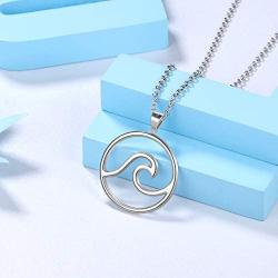 Womens Ocean Wave Necklace Earrings Set 925 Sterling Silver Sea Beach Jewelry Set Girls Boho Jewelry Sea Jewelry for Surfer Beach Lover Gift