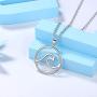Womens Ocean Wave Necklace Earrings Set 925 Sterling Silver Sea Beach Jewelry Set Girls Boho Jewelry Sea Jewelry for Surfer Beach Lover Gift
