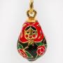 Alpha Red Rose Nesting Doll Faberge-Style Egg Pendant 24k Gold Plated with Swarovski Crystal