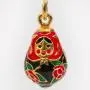 Alpha Red Rose Nesting Doll Faberge-Style Egg Pendant 24k Gold Plated with Swarovski Crystal