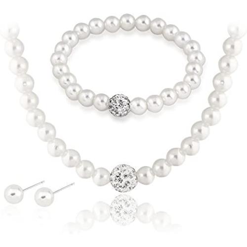 Danbihuabi Silver Plated Jewelry Sets White Faux Pearl, No Color, Size No Size