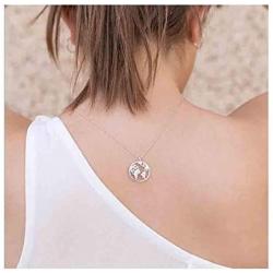 Olbye World Map Necklace Jewelry Simple Globe Choker Necklaces for Women and Girls Circle Choker