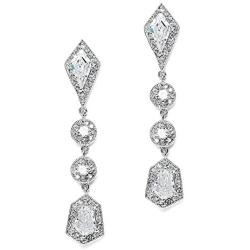 Mariell Empress & Noble Cut Cubic Zirconia Wedding Earrings - Art Deco Vintage Bridal Jewelry
