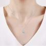 Jewelili Sterling Silver 1/10 Cttw Natural White Round Diamond Teardrop Dancing Angel Pendant Necklace, 18'' Rolo Chain