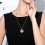 INFUSEU Essential Oil Diffuser Necklace Aromatherapy Lava Rock Stone Jewelry for Women Girls, Dainty Rhodium Plated Pendant, Stainless Steel Chain 24'', 7pcs Lava Stones