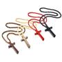 Mealguet Jewelry Wooden Large Big Wood Bead Religious Catholic Crucifix Rosary Cross Pendant Necklace for Men,First Communion Gift Inspirational Cross for Prayer