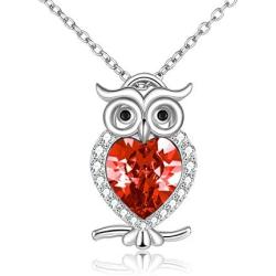WINNICACA Birthstone Necklace s925 Sterling Silver Owl Pendant Necklace Jewelry Gifts Women Girls Birthday Christmas Owl Lovers