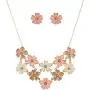 Lux Accessories Ivory Peach Glitter Flower Floral Statement Necklace Earring Set Lux Accessories Ivory Peach Glitter Flower Floral Statement Necklace Earring Set