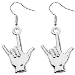FUSTMW ASL Necklace I Love You Hand Sign Language Charm Pendant Necklace Sign Language Jewelry Interpreter Gift ASL Jewelry Gift for Deaf