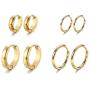 18K Gold Plated Hoop Earrings 3-9 Pairs Different Style Stainless Steel Small Huggie Hoop Earrings Set Round Hypoallergenic Fashion Punk Cartilage Earrings Jewelry Gift for Women and Men