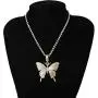 COLORFUL BLING Tennis Link Chain Butterfly Necklace Iced Out Zirconia Butterfly Pendant Hip Hop Choker Necklace for Women Girls