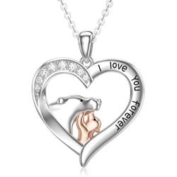 Mom Gifts for Mothers Day Mama and Baby Bear Elephant Necklace for Women 925 Sterling Silver Heart Mother Daughter Pendant Necklace