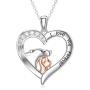 Mom Gifts for Mothers Day Mama and Baby Bear Elephant Necklace for Women 925 Sterling Silver Heart Mother Daughter Pendant Necklace