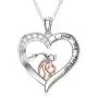 Mom Gifts for Mothers Day Mama and Baby Bear Elephant Necklace for Women 925 Sterling Silver Heart Mother Daughter Pendant Necklace