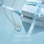 FANCIME Birthstone Necklace for Women 1.5CT Created Aquamarine Necklace in Sterling Silver Infinity Double Heart Necklace Dainty Fine Jewelry 16''+2''extender