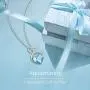 FANCIME Birthstone Necklace for Women 1.5CT Created Aquamarine Necklace in Sterling Silver Infinity Double Heart Necklace Dainty Fine Jewelry 16''+2''extender