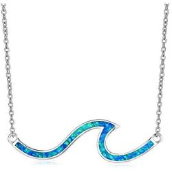 YAZILIND Platinum Plated Opal Wave Shape Pendant Necklace Women Girls Birthday Party Jewelry Gift