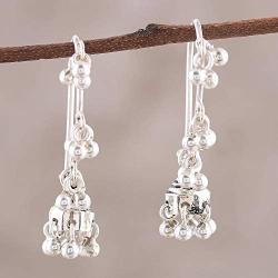 NOVICA .925 Sterling Silver Jhumki Style Jingle Bell Dangle Earrings, Music