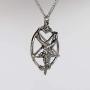 Baphomet Inverted Pentacle Silver Finish Pewter Goat Head Pendant Necklace