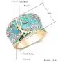 N-A Lucky Flower Tree Rings Gold Pink Opal Green Enamel Wide Ring for Woman Party Crystal Vintage Jewelry