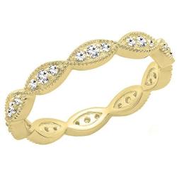 Dazzlingrock Collection 0.30 Carat (ctw) 10K Gold Round White Diamond Ladies Vintage Stackable Wedding Band 1/3 CT