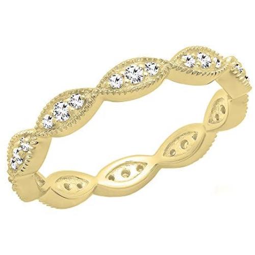 Dazzlingrock Collection 0.30 Carat (ctw) 10K Gold Round White Diamond Ladies Vintage Stackable Wedding Band 1/3 CT