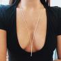 Artmiss Bar Pendant Necklace Gold Long Y-Necklace Delicate Lariat Chain Jewelry for Women and Girls (Silver)