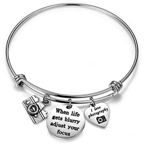 Gzrlyf Photographer Bracelet Camera Charm Bracelet When Life Gets Blurry Adjust Your Focus Jewelry Photographer Gift