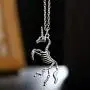 Silver Unicorn Skull Pendant Earrings Necklace Set Long Gothic Silver Snake God Unicorn Mens Halloween Accessories