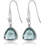Gem Stone King 925 Sterling Silver Simulated Aquamarine Dangle Earrings For Women (5.75 Cttw Trillion Checkerboard Cut 12MM)