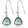 Gem Stone King 925 Sterling Silver Simulated Aquamarine Dangle Earrings For Women (5.75 Cttw Trillion Checkerboard Cut 12MM) Gem Stone King 925 Sterling Silver Simulated Aquamarine Dangle Earrings For Women (5.75 Cttw Trillion Checkerboard Cut 12MM)