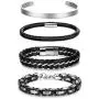 Thunaraz 4Pcs Stainless Steel Cuff Braided Leather Bracelets for Men Women Masculine Style Braided Link Wrist Band Cuff Bangle Bracelets,Mens Bracelet Jewelry Set Thunaraz 4Pcs Stainless Steel Cuff Braided Leather Bracelets for Men Women Masculine Style Braided Link Wrist Band Cuff Bangle Bracelets,Mens Bracelet Jewelry Set