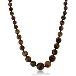 Gem Stone King 10mm Tiger Eye Brown Color Cross Cut Bead Necklace Bracelet and Earrings Set