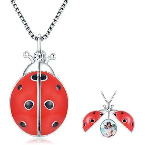 Ladybug Locket Necklace That Holds Pictures 925 Sterling Silver Ladybug Necklace Jewelry Gifts for Women Mother Birthday Ladybug Locket Necklace That Holds Pictures 925 Sterling Silver Ladybug Necklace Jewelry Gifts for Women Mother Birthday