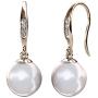 Cate & Chloe Betty 18K White Gold Plated Freshwater Pearl Earrings with Swarovski Crystals, Beautiful Classic Pearl Drop Dangle Earrings, Womens Special Occasion Jewelry