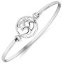 925 Sterling Silver Open Yoga Om, Ohm, Aum, Sanskrit Round Openable Hook Bangle Bracelet 7.5''