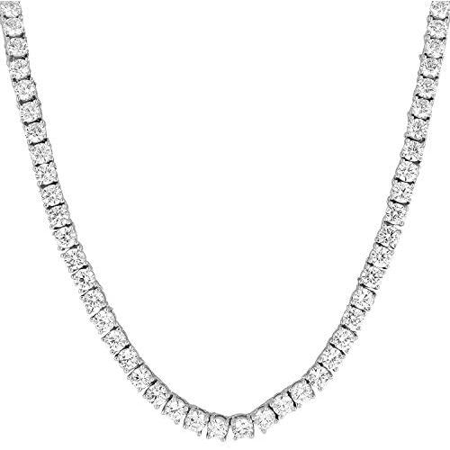 Bling Bling NY Unisex 4mm Real Solid 925 Sterling Silver Tennis Chain CZ One Row Choker Necklace 16-30'' Bracelet 6.5-9 Anti-Tarnish