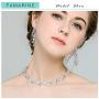 FAMARINE Silver Bridal Jewelry Set, Clear Crystal Wedding Drop Earringsnd Necklace for Bride Bridesmaid