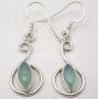 SilverStarJewel 925 Solid Sterling Silver Aqua Blue Chalcedony Earrings 4.1 cm 3.2 Grams