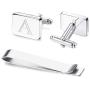Udalyn Engraved Initial Cufflinks and Tie Clips Set for Men Wedding Business Jewelry with Gift Box Alphabet A-Z