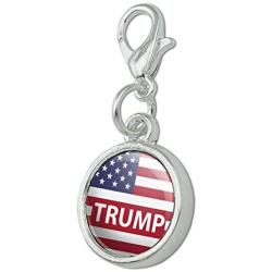 GRAPHICS & MORE President Trump American Flag Antiqued Bracelet Pendant Zipper Pull Charm with Lobster Clasp