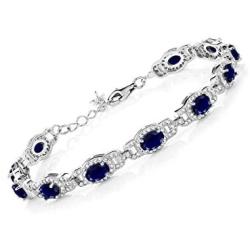 Gem Stone King 925 Sterling Silver Blue Sapphire Womens Tennis Bracelet, 9.71 Cttw, Gemstone Birthstone, 7 Inch with 1 Inch Extender