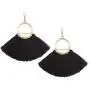 Solememo Gold Tone Lightweight Bohemian Ethnic Silky Thread Tassel Fringe Fan Shape Dangle Earring for Women Teen Girls