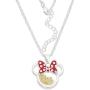 Disney Birthstone Women and Girls Jewelry Minnie Mouse Silver Plated Shaker Pendant Necklace, 18+2'' Extender